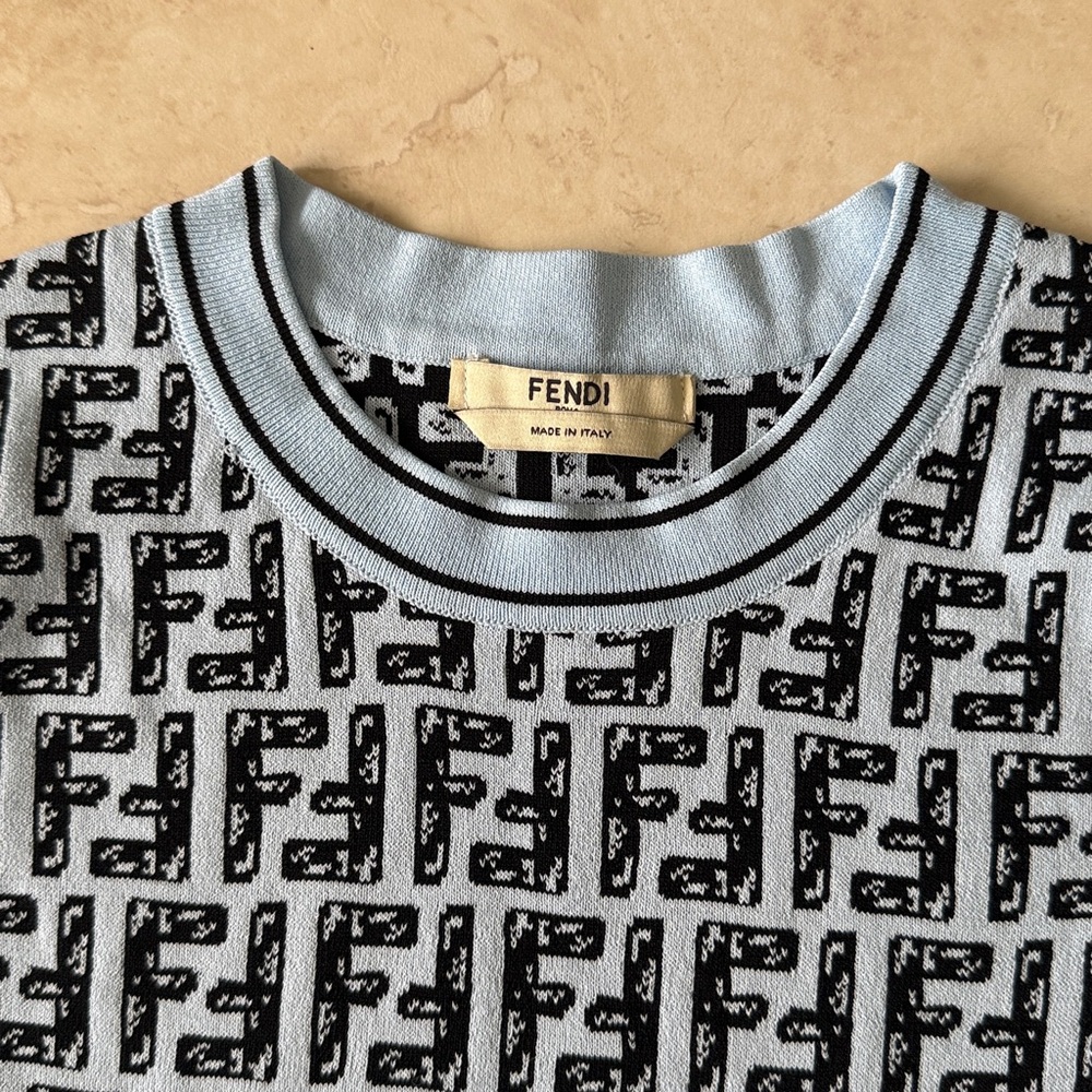 Fendi Sweater T-Shirt in Blue and Black - Picture 3 of 6